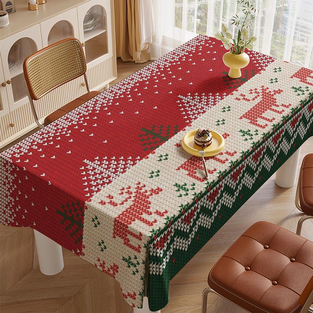 Festive Red Christmas Tableclothkitchen Restaurant Tablecloth Outdoor Picnic Tablecloth Holiday Party Decoration