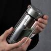 WANXIANG Double-Layer Glass Cup with Curved Design And Filter, Business Water Cup V269, Thick Heat-Resistant Tea Infuser Mug In Thinking Gray
