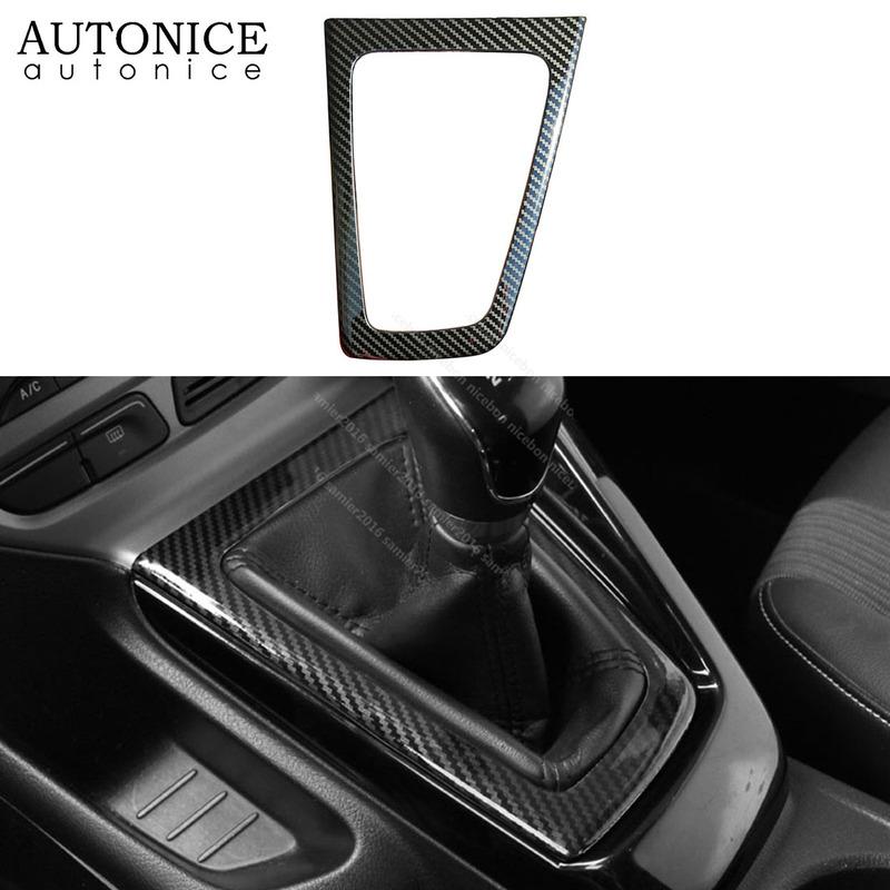 Carbonfaser Farbe Stahl Innere Schalthebelblende Abdeckung Zierleiste Passend für Ford Focus MK3 2012 2013 2014 MT