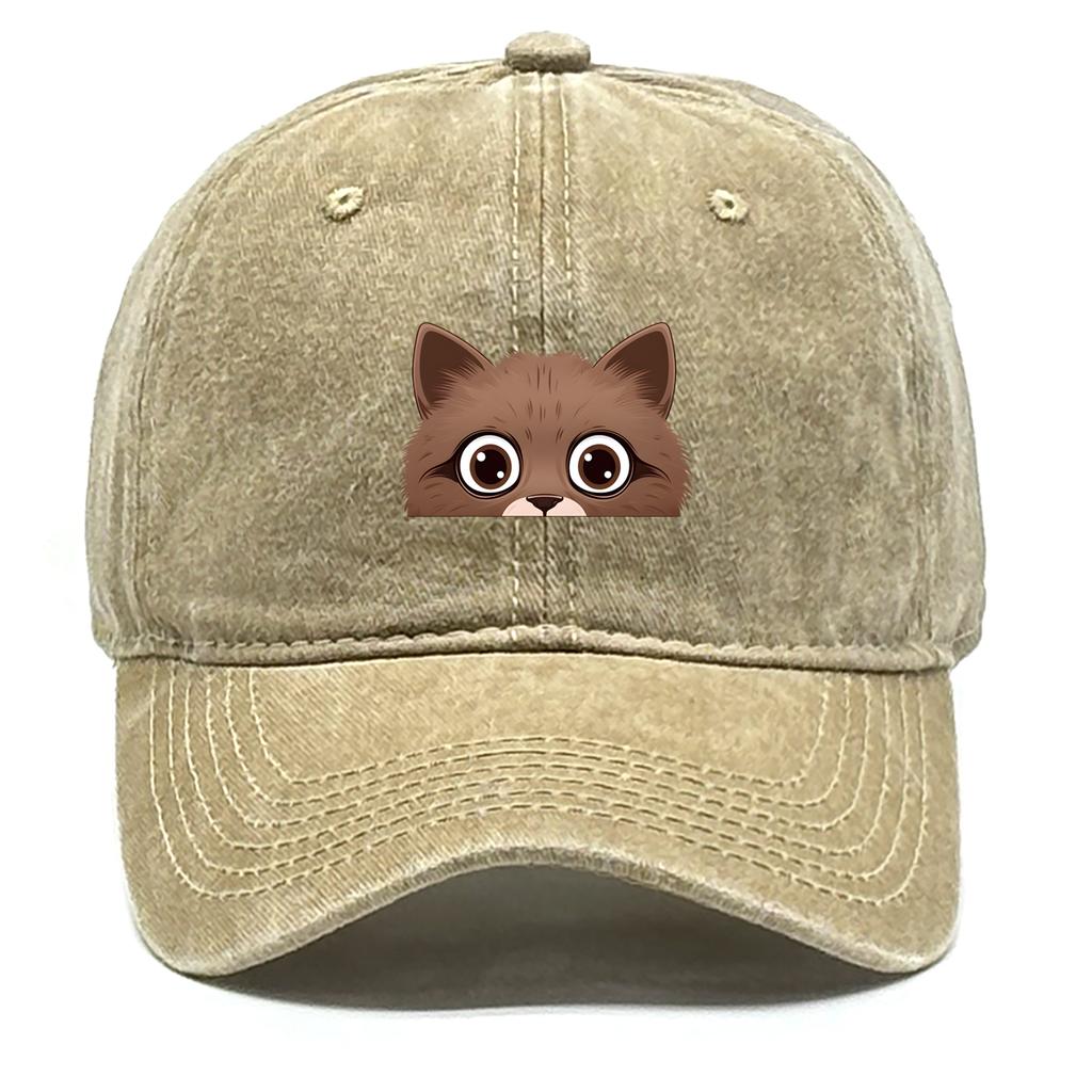 Adjustable Baseball Hat Print Peeping Cat Casual Hat for Unisex Women Snapback Cap Cycling Gorros Casquette Washed Distressed