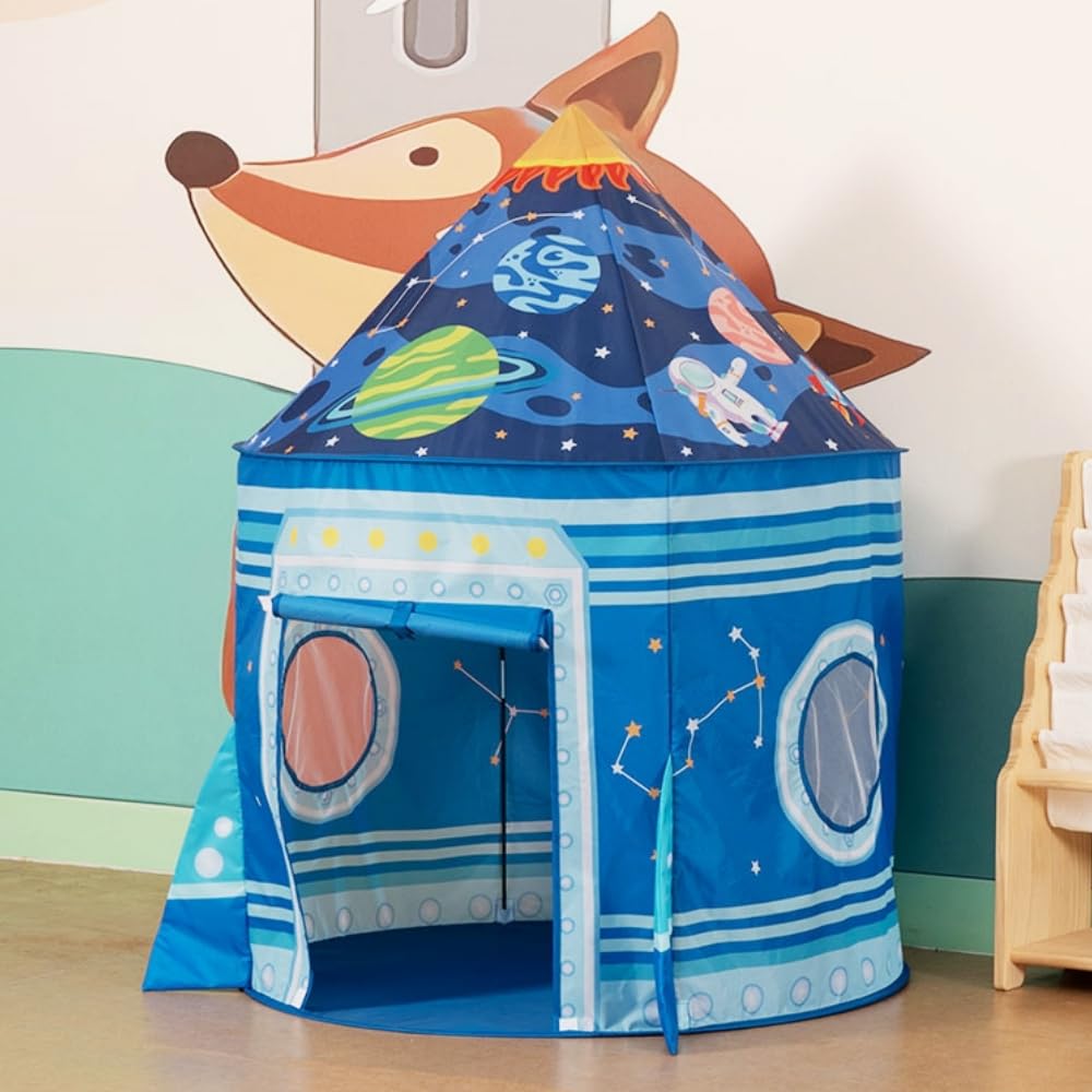 Benebomo Tent for Children Rocket Tent Kids Tent Tent House Spaceship Tent Folding Ball Pool Indoor Outdoor Rocket Toy with Carry Bag Children Play