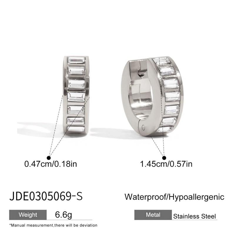 Joom Stainless Steel Hoop Earrings Women Light Luxury Sparkling Jewelry Hypoallergenic Non-Fading