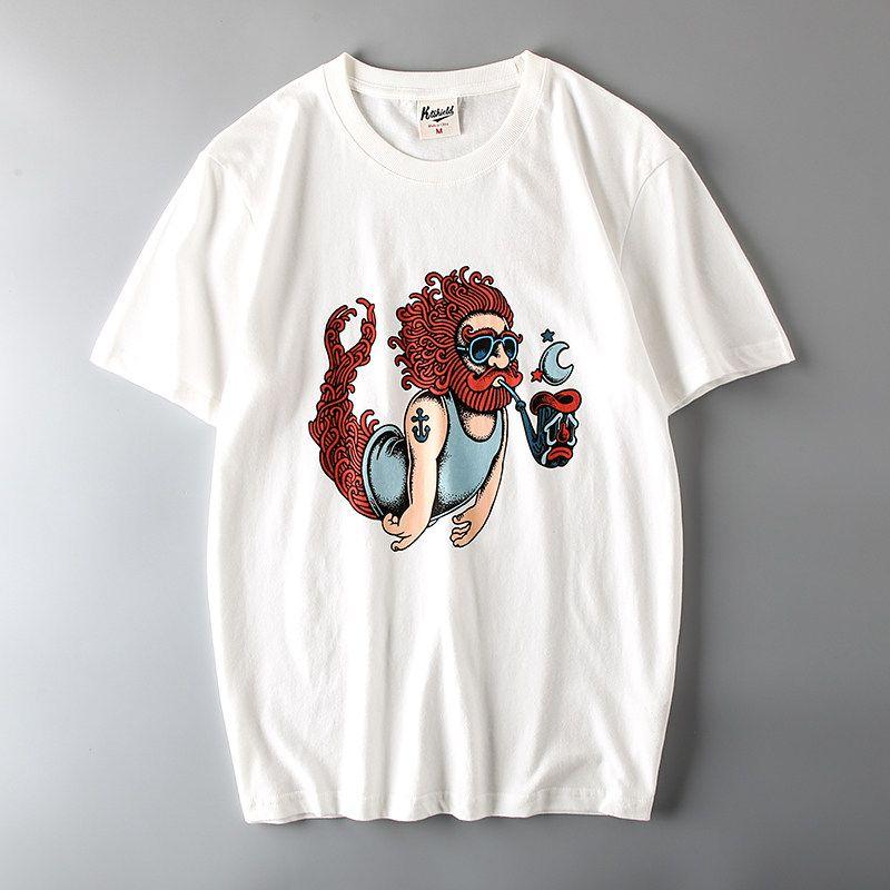 Export Tail Order Men's Cut Label Amekaji Fashion Fashion Brand T-shirt Short Sleeve Hong Kong Style Export Original Order Base T-shirt