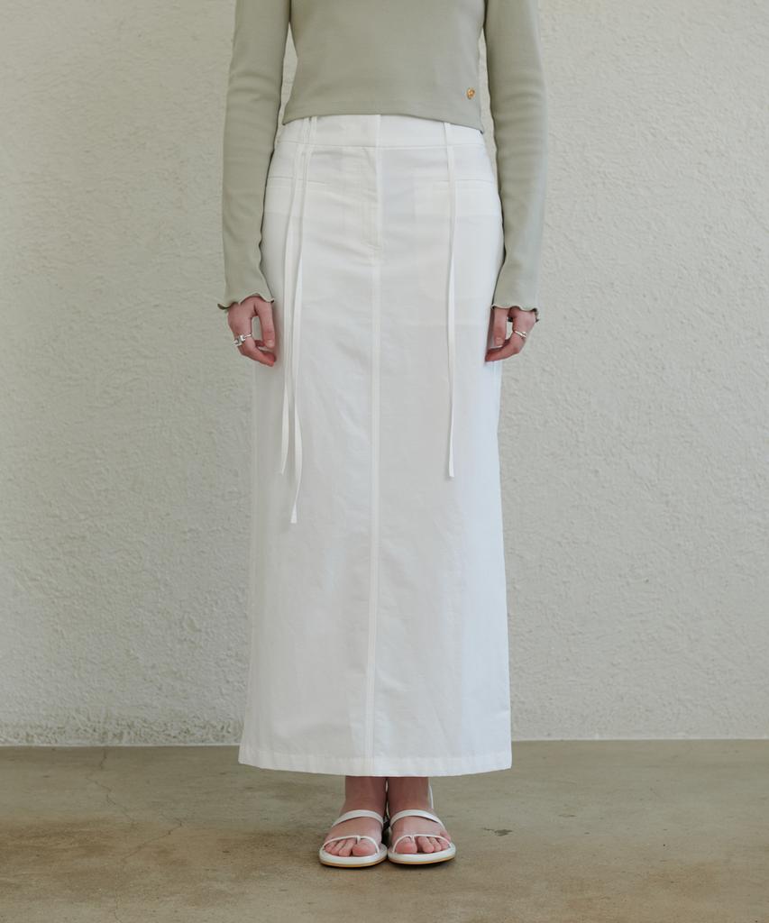 Eonmyuteu Belt Loop String Pencil Skirt(White)