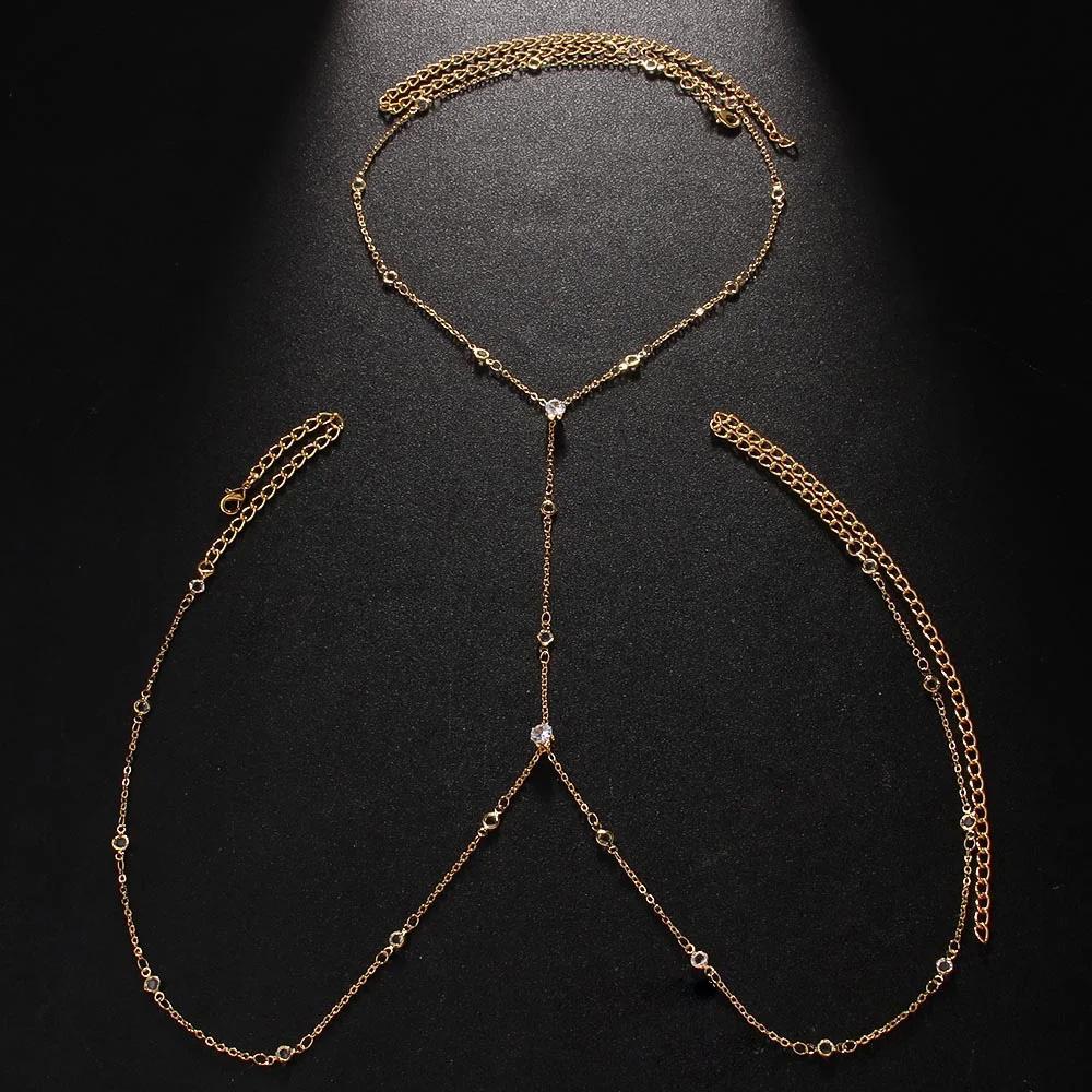 Stonefans Simple Cross Bra Chain Rhinestone Body Jewelry Bikini Summer Beach Fashion Chest Chain Necklace Accessories Clothing