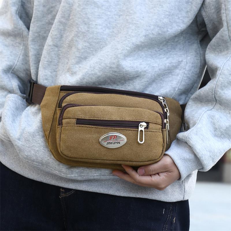Fashion Canvas Waist Bag for Men Versatile Mobile Phone Holder Ideal for Outdoor Use