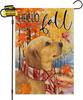Hello Fall Garden Ags 12X18 Inch Double Sided, Golden Retriever with Maple Lea JJE DDI GGX
