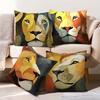 Double-Sided Printed Throw Pillow Covers Modern Abstract Lion Portrait Print Cushion Cases, Bold Wildlife Home Decor Living Room