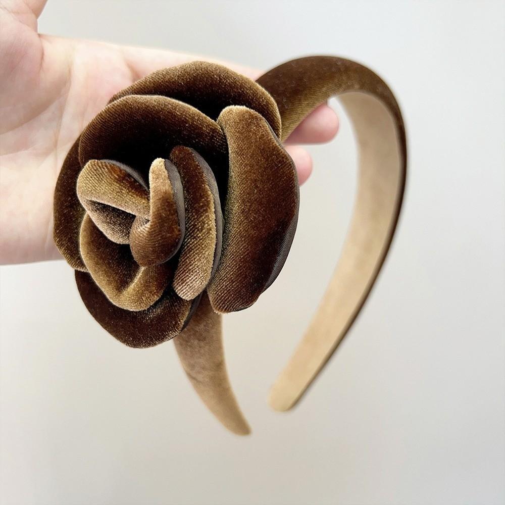 Oversize Rose Women Hairband Lady Headwear Velvet Rose Crown Fashion Hair Hoop  Women