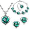 Blue Cyrstal Ring Necklace Earrings Set Wedding Jewelry Sets For Brides Pendant Earrings For Girls Women African Jewelry Sets