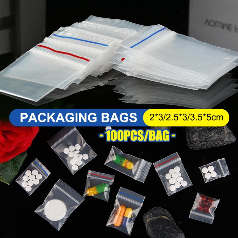 100 Stück/Beutel PE-Kunststoffverpackungsbeutel Ziplock-Beutel Pillenverpackungsbeutel Verdickter Verpackungssiegelbeutel Schmuckbeutel 2x3cm 2,5x3cm 3,5x5cm