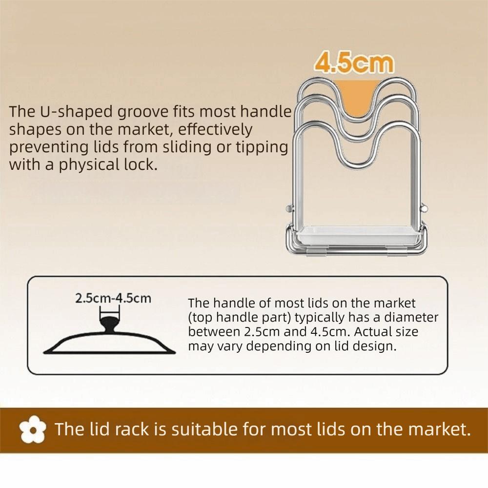 Rustproof Pot Lid Rack Stainless Steel Pot Cover Shelf Chopping Board Organizer  Kitchen
