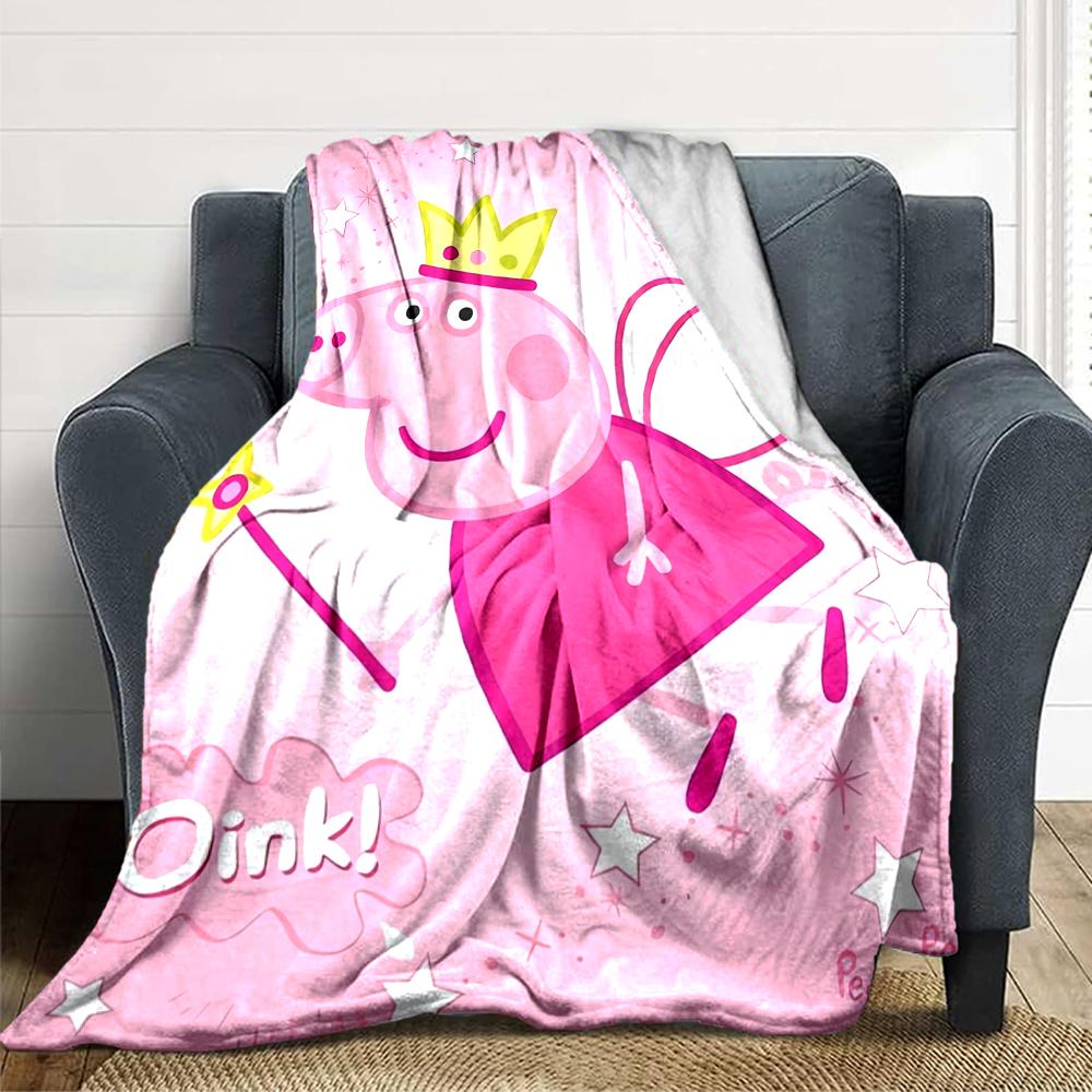 1Pc Peppa Pig Ice Cream Party Blanket For Couch Bed Plush Cozy Fuzzy Blanket Super Soft Warm Blankets For Fall And Winter 0918106