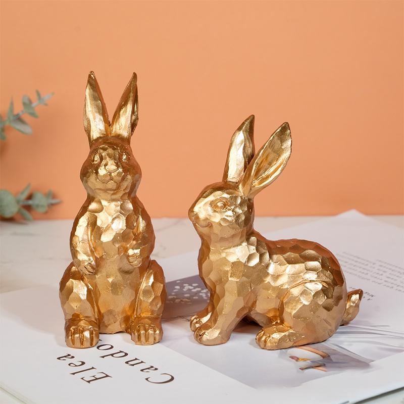 Easter Bunny Decorations, Resin Rabbit Figurine Small Decorative Bunny Statues For Tabletop Centerpiece Indoor Spring Easter