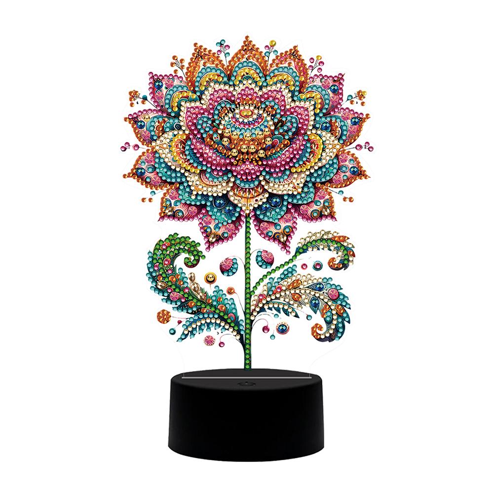 Flower Animal Diamond Painting Night Light with Tools 5D DIY Diamond Painting LED Light for Bedroom Living Room Home Office