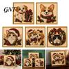 Festive Handmade Seasonal Decorations Christmas Faux Pearl Art Kit, Xmas Hat Cat Dog Painting DIY Themed Projects 3D Puppy Bead Craft Kit for Adults,
