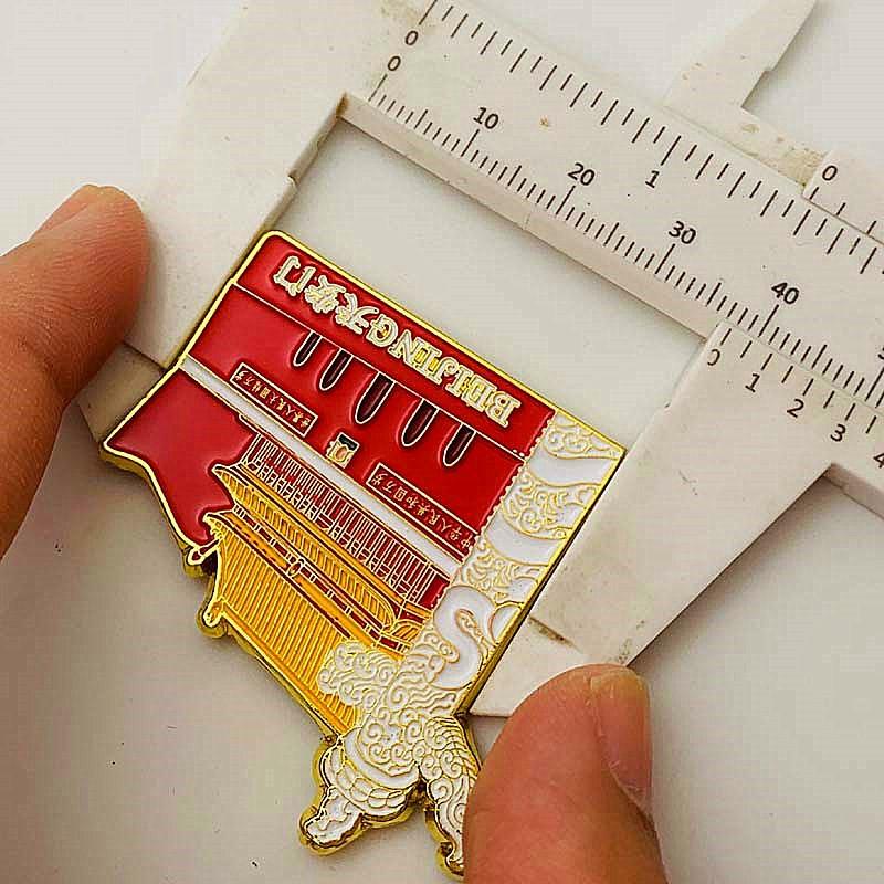 Beijing Tiananmen Square, Tourist Attraction, Shaped Refrigerator Sticker, Metal Gold-plated Commemorative Medal, Craft Magnet Commemorative Coin