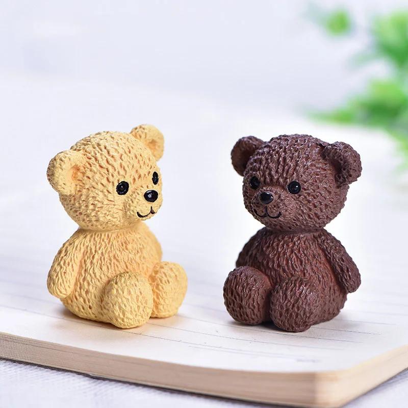 Colorful Simulation Plush Bear Doll DIY Birthday Cake Dessert Decor Topper Children's Day Valentine's Creativity Love Gift Flag