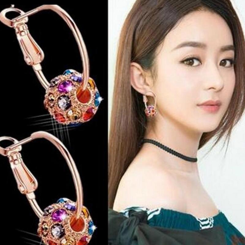 Austrian Crystal Ball Earrings Woman Party Wedding Shining Jewelry Boucle Lucky Accessories Gift
