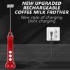 Rechargeable Handheld Milk Frother 3 Speeds Drink Mixer With 3 Heads, Red
