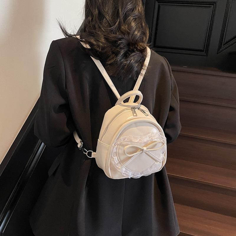 Fashion Lace Bow Backpack Women's 2025 New Trend Small Fresh Schoolbag Shopping Hand Carry Backpack