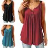 Eleganti Bluse Tunica Svasate da Donna con Scollo O e Volant in Chic Design Senza Maniche con Bottoni