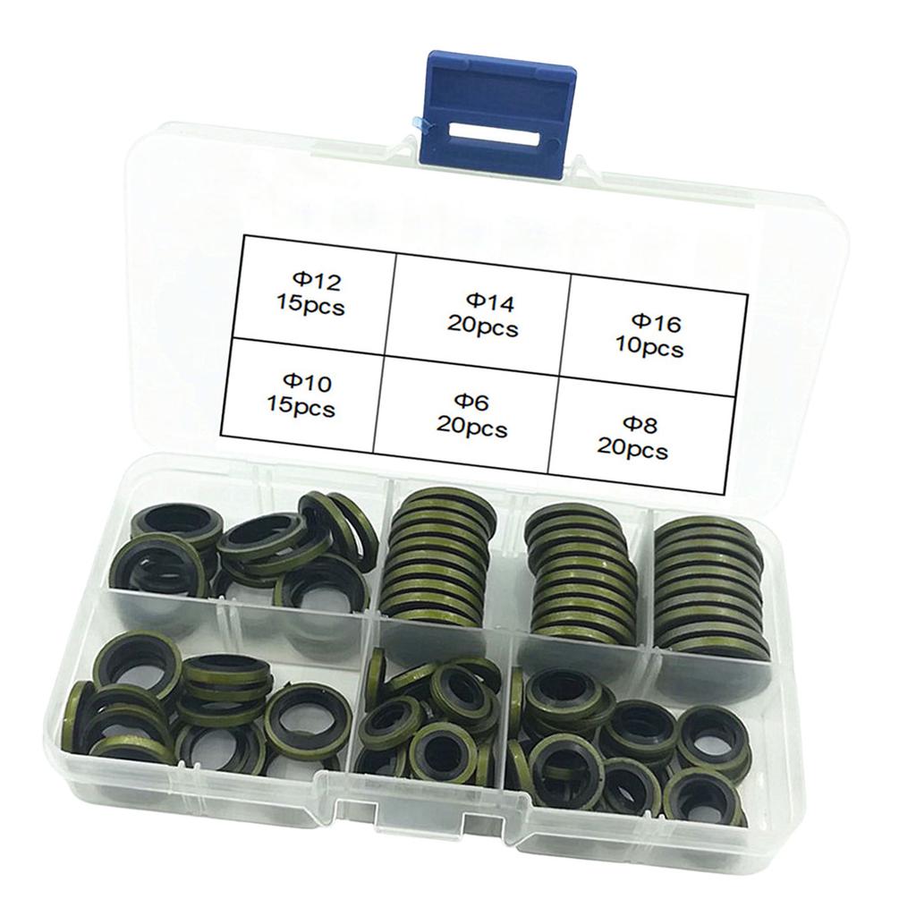 100 Pcs Rubber Drain Plug Gasket Easy Installation Oil Drain Plug Crush Washer for Automobile Motorcycle Crankshaft