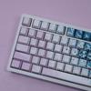 JCM Pink Sand Doubleshot PBT Keycap Set with Korean, Russian, and European Layouts - Side-lit Design.