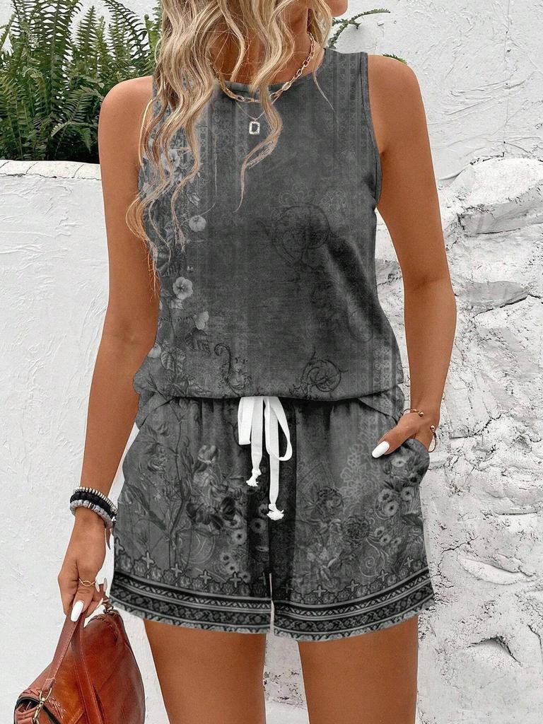 European and American fashion trends casual versatile vest shorts set