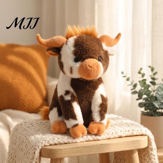 Birthday Gift for Boys Girls Highland Cow Stuffed Animal Toy, Soft Plush Scottish Cattle Doll, Photography Prop Cute Farm Doll Present Adults