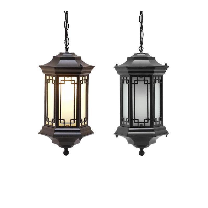 Naujas kiniško stiliaus retro balkono pavėsinės sietynas lauko vandeniui atsparus sodo vilos koridoriaus praėjimo pakabinamas šviestuvas