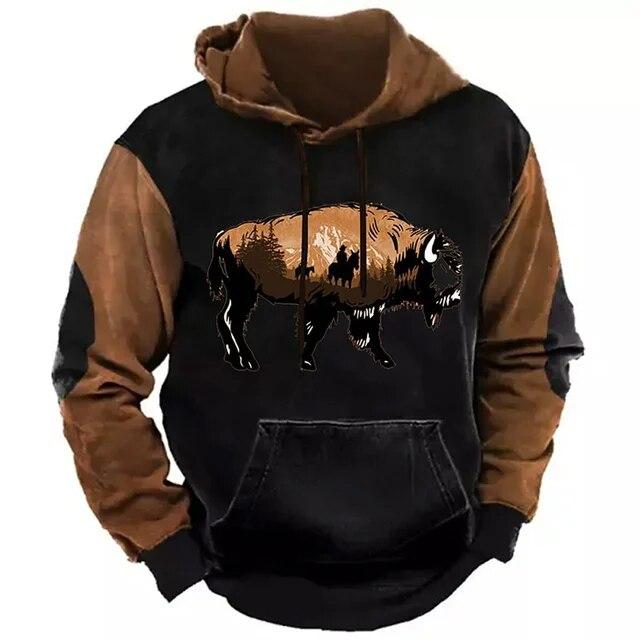 Indian Cowboy Autumn Winter Retro Men Hoodies Vintage Pullover Fashion Oversized Sweatshirt Long Sleeve Casual Tops Clothing