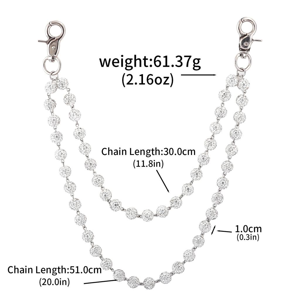 Hip Hop Disco Ball Rhinestone Exquisite Imitation Pearl Keychain Wallet Belt Chain Men Women Punk Hipster Pant HipHop Jewelry