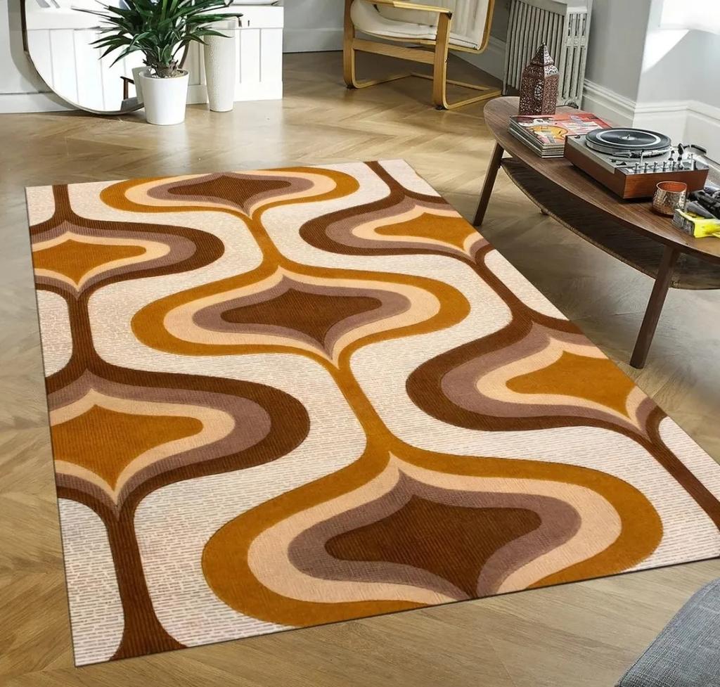 Psychedelische Groovy Teppiche Rutschfeste Waschbare Teppiche für Wohnzimmer Schlafzimmer und Küche Verleihen Sie einen Hauch von 60er-Jahre-Stil Fußmatten