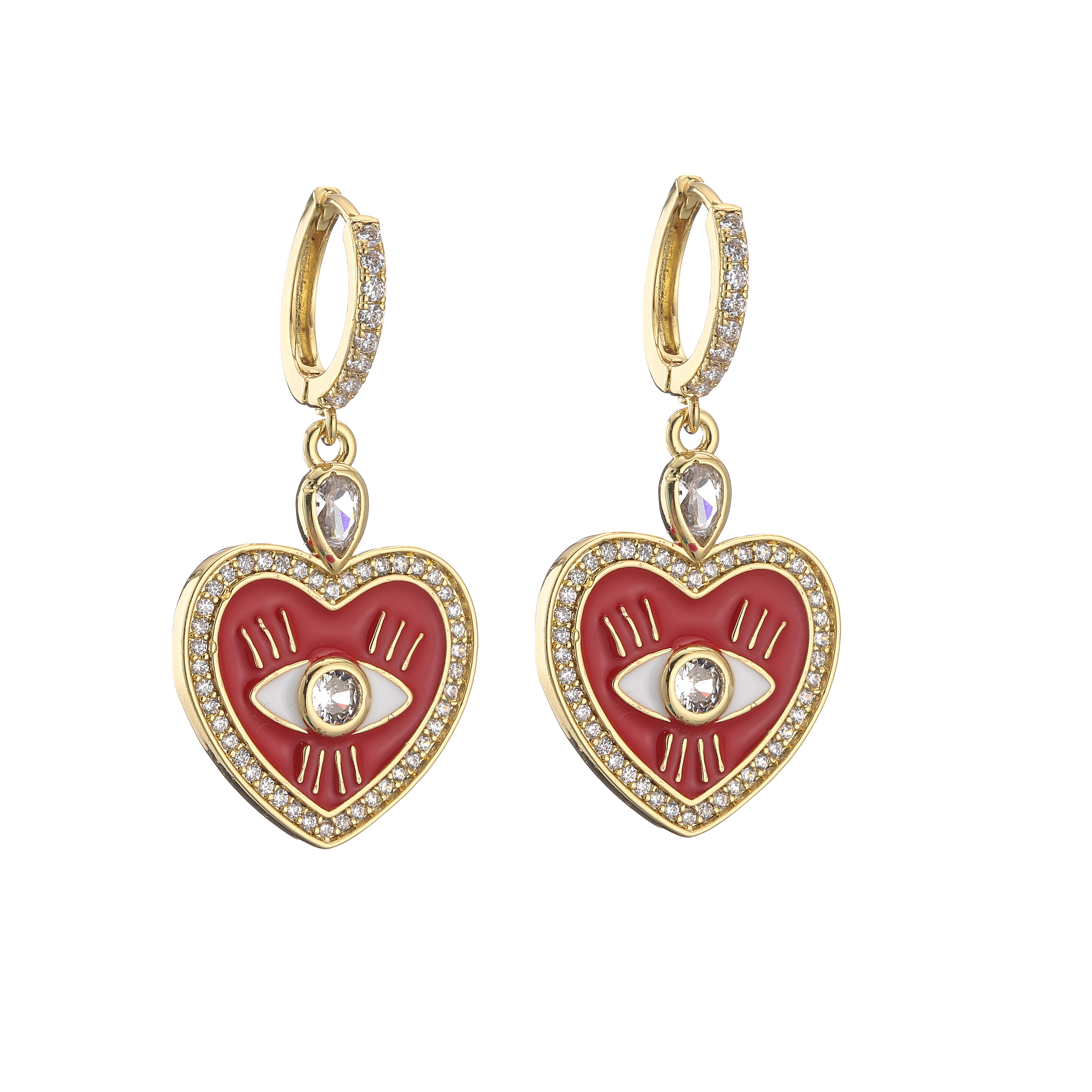 

HECHENG,1 Pair,Heart Dangle Earrings For Women Birthday Gifts Colorful Crystals Drop EARRINGS ,Fine Zircon Wholesale