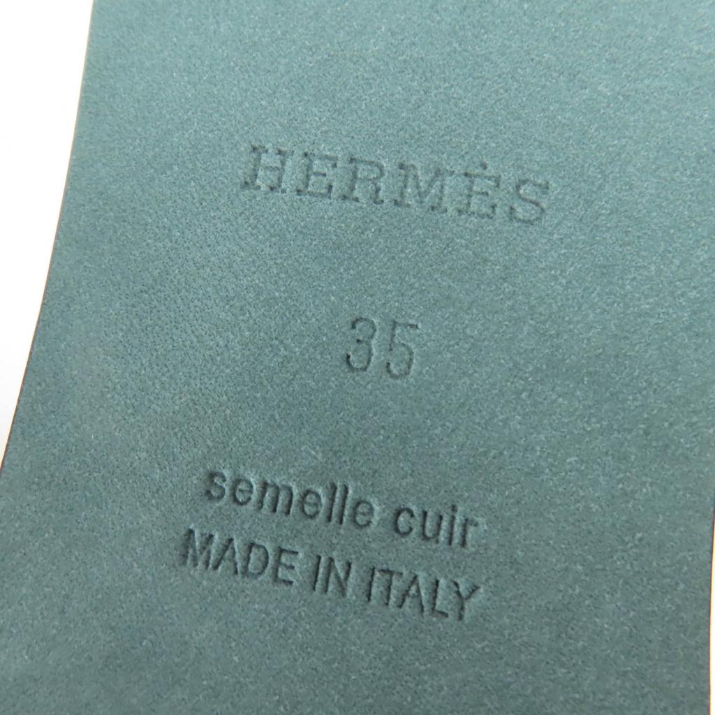 Pristine HERMES Sandals Santorini Ankle Strap Leather Black Leather Women 35 Used