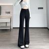 2026 New Style Black High-Waisted Flare Pants for Petite Women - Slimming and Drapey Horseshoe Suit Casuals