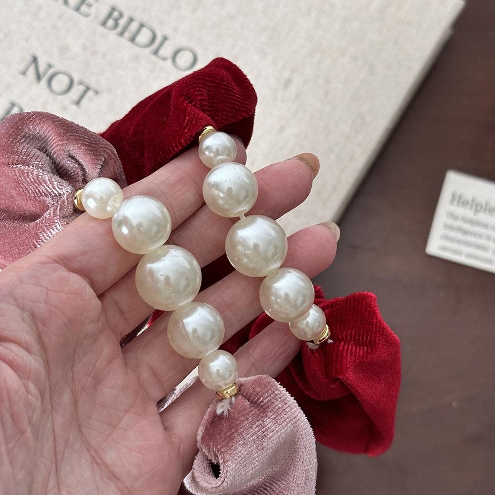 Velvet Bead Big Intestine Hair Band, High-end Style Braid for Long Hair, Elegant Hair Tie