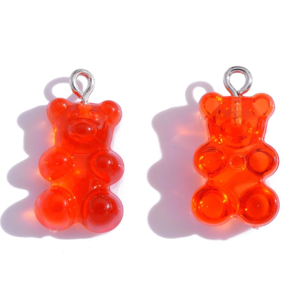Colorful Transparent Bear Resin Pendant for DIY Jewelry and Keychains