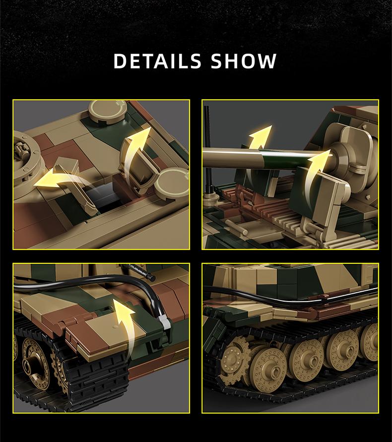 DIY Elephant Military Army Main Germany Tiger Heavy Tank MOC Battle Soldier Building Blocks Bricks Set For Children Boys Gifts