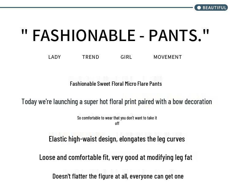 Lace Bow Floral High-Waisted Wide-Leg Summer 2026 Women's Casual Pants