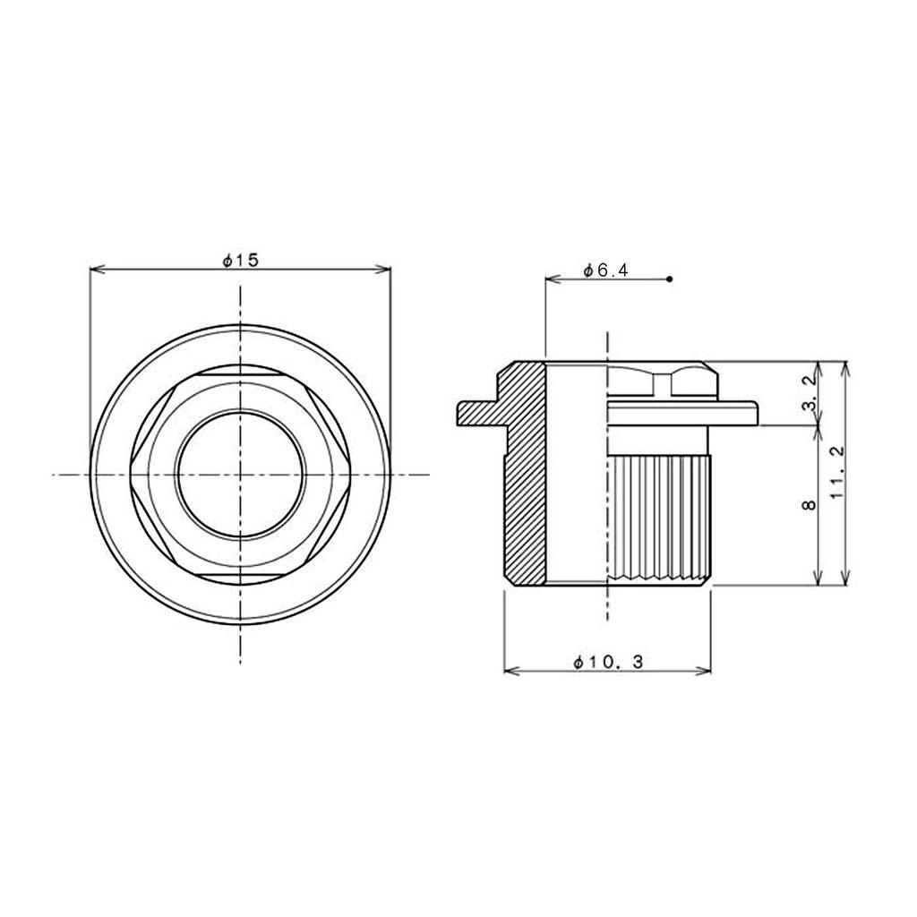 Set of 6 HTK-Bush for SD (Nickel) Conversion Bushings for 6.35mm Shafts and 10mm Tuner Holes (Bushing Inner Diameter 6.4mm, Outer Diameter 10.3mm)