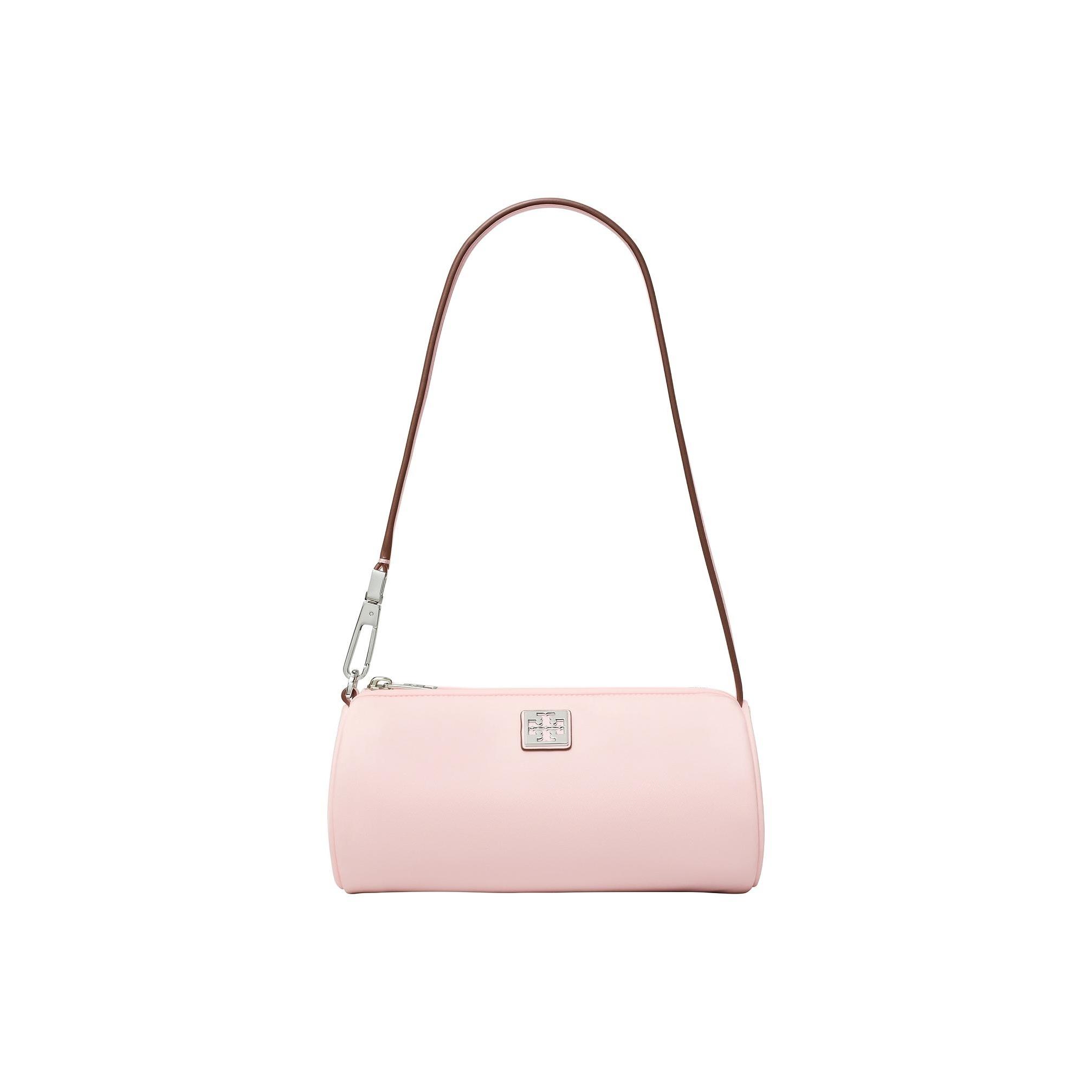 

Tory Burch Virginia Silver Hardware Zipper Closure Fabric Cylinder Shoulder Bag Women shoulder bag Pink 169167-600 Basic Set (Bag+Dust Bag)
