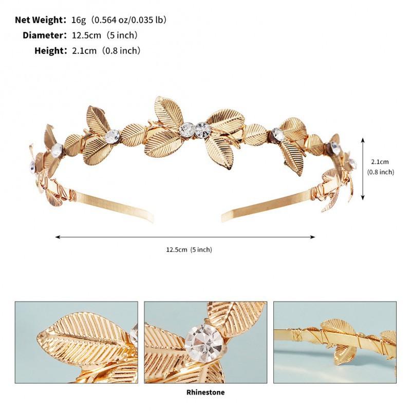 

Vintage Gold Leaves Diamond-encrusted Headband Sen All-match Bridal Headwear Light Luxury Socialite Hair Accessories Daily Styling