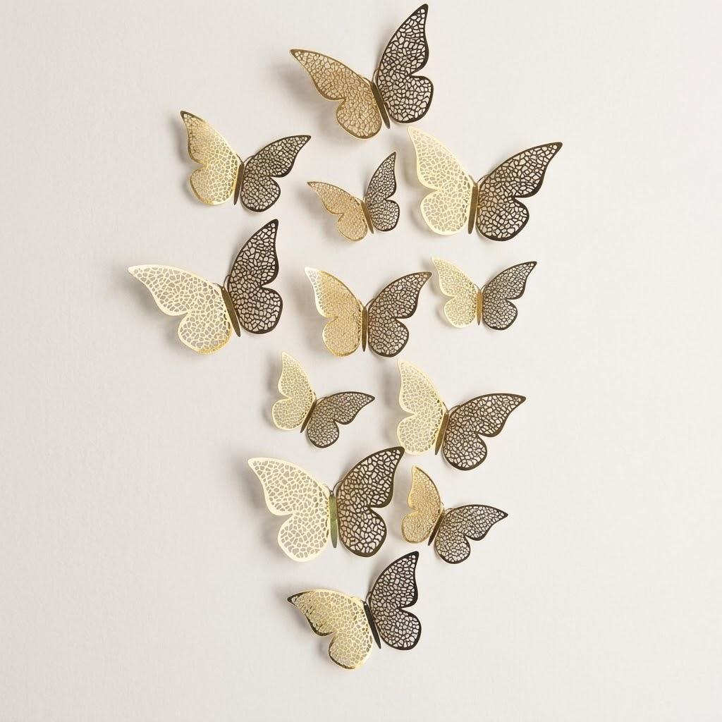 3D Butterfly Wall Stickers 12 Pieces Home Decor DIY Decals for Kids Room Nursery Bedroom Living Room Party Wedding Fridge
