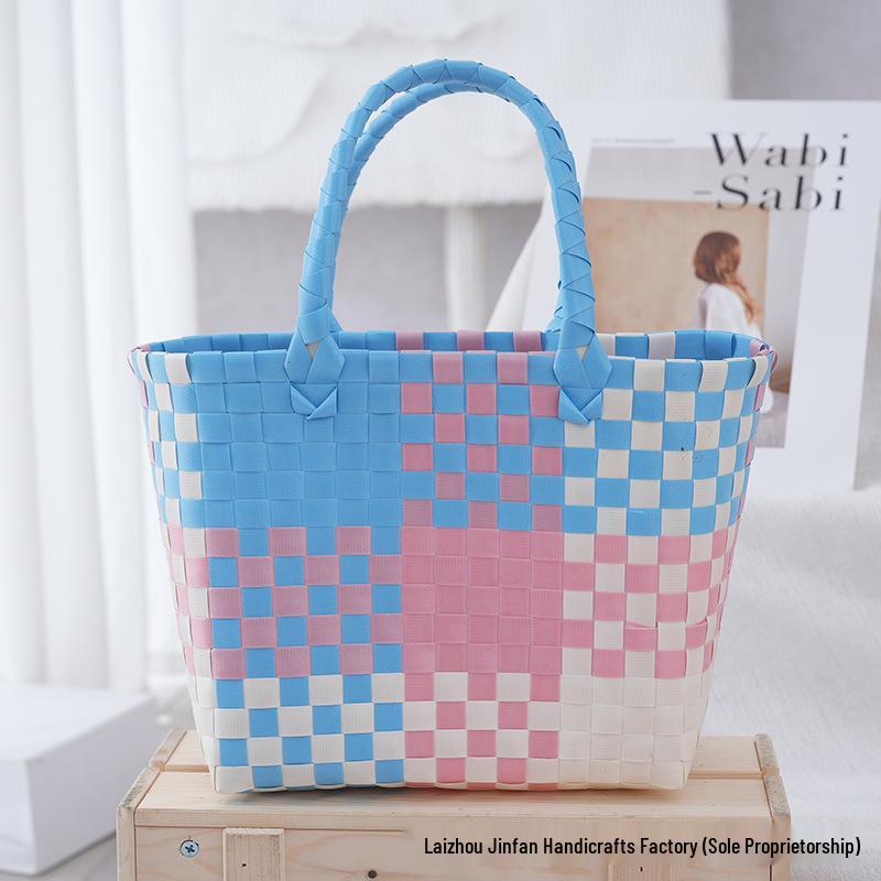 Стильная плетеная пластиковая корзина для подарков, сумка-тоут, сувенир