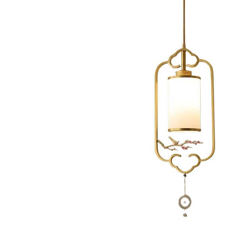 All-Copper Enamel Pendant Light - New Chinese Luxury for Dining, Bar, Aisle, Bedroom, or Tea Room.