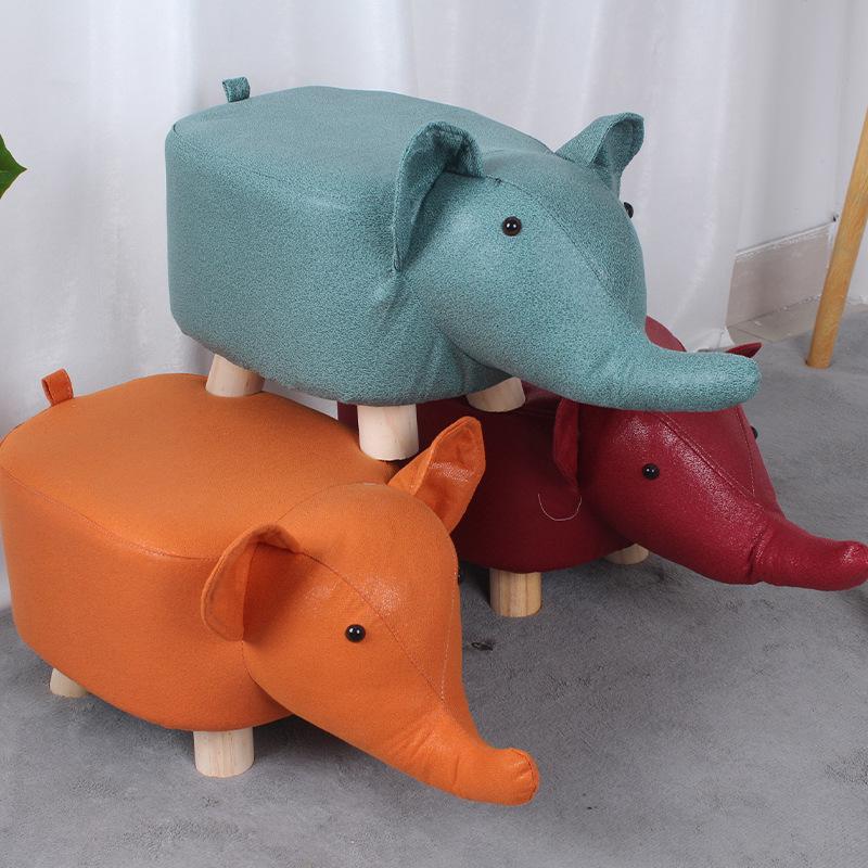 Solid Wood & Fabric Animal Stools: Elephant Unicorn Plush for Kids and Gifts