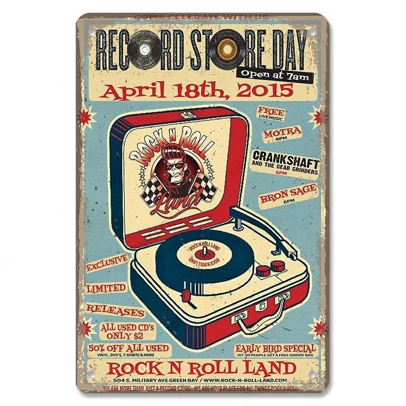 Vintage Music Posters Metal Tin Signs Retro Metal Plate Music CD Radio Guitar Singer Bar Club Wall Decor Living Room