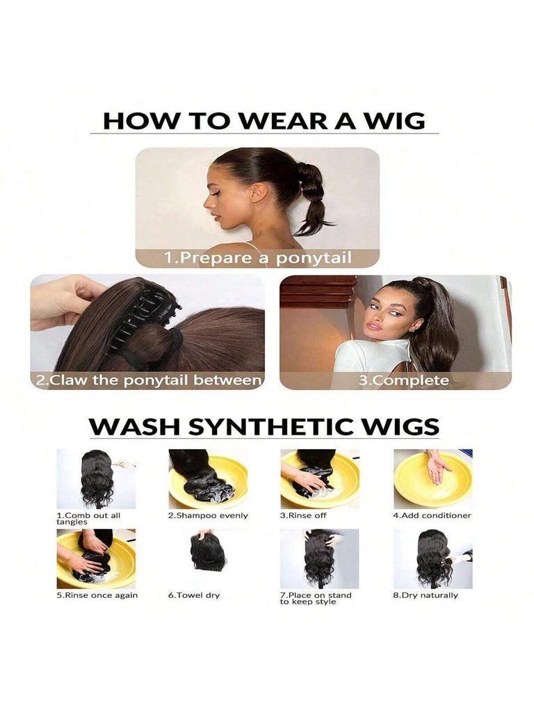 Synthetische Pferdeschwanzverlängerung, 18 Zoll, gewellter, birnenförmiger Blumen-Klauenclip, Kordelzug-Pferdeschwanz für den täglichen Gebrauch von Damen-Pferdeschwanz